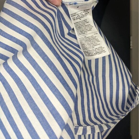 *3 for $12* Gap Blue & White Stripe Off Shoulder Tunic Blouse w Bow Detail - M - Picture 5 of 7